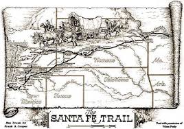 Map of the Santa Fe Trail as a scroll